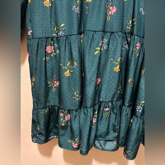 ZARA GreenPrint Mini Floral Dress Size S High Neck NWT. - Picture 7 of 10